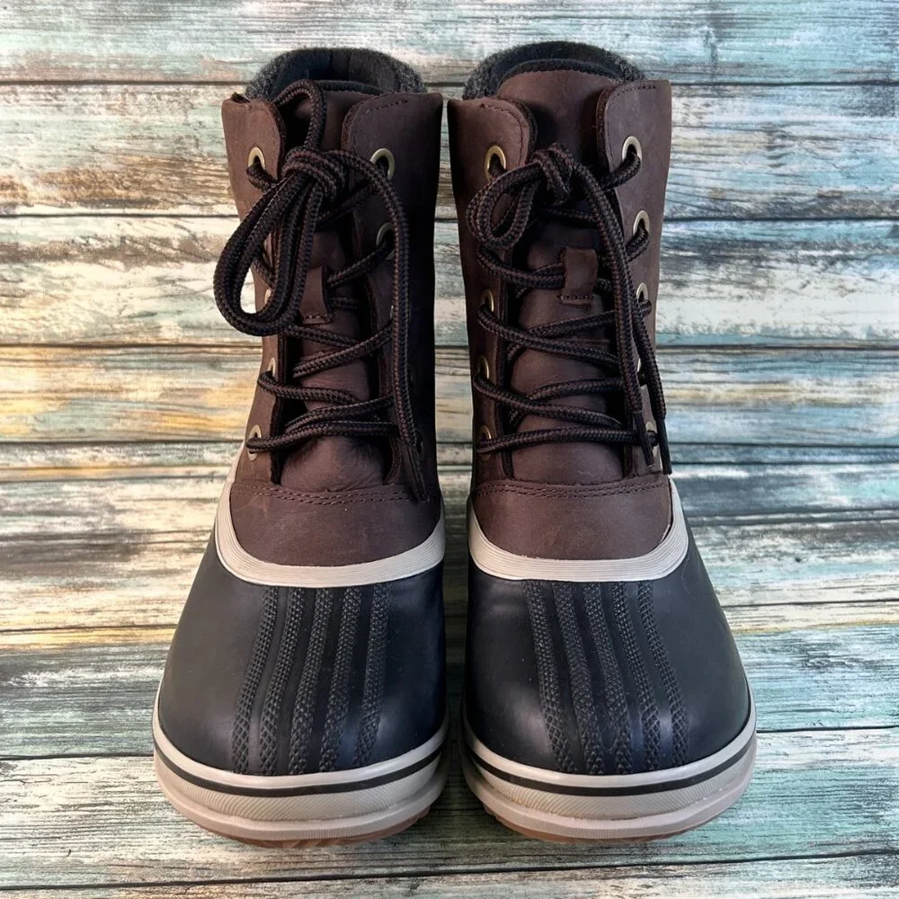 Sorel Slimpack lll Waterproof Winter Boot Womens 8.5 Brown Leather Ankle Lace Up